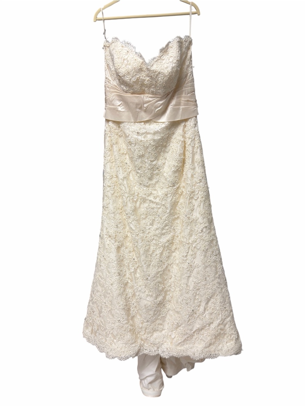 Paloma Blanca Ivory Lace Strapless Wedding Dress Gown Size 16